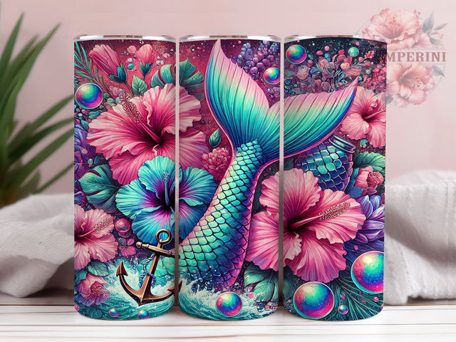 Cute Mermaid Ocean Nautical Tumbler Wrap, Mermaid Tumbler, 20oz Tumbler Wrap, Sublimation Drinkware, Ocean Theme Tumbler, Underwater Gift, Nautical Decor, Cute Mermaid Mug Sublimation Li Zamperini 