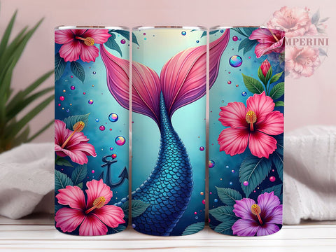 Cute Mermaid Ocean Nautical Tumbler Wrap, Mermaid Tumbler, 20oz Tumbler Wrap, Sublimation Drinkware, Ocean Theme Tumbler, Underwater Gift, Nautical Decor, Cute Mermaid Mug Sublimation Li Zamperini 