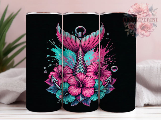 Cute Mermaid Ocean Nautical Tumbler Wrap, Mermaid Tumbler, 20oz Tumbler Wrap, Sublimation Drinkware, Ocean Theme Tumbler, Underwater Gift, Nautical Decor, Cute Mermaid Mug Sublimation Li Zamperini 