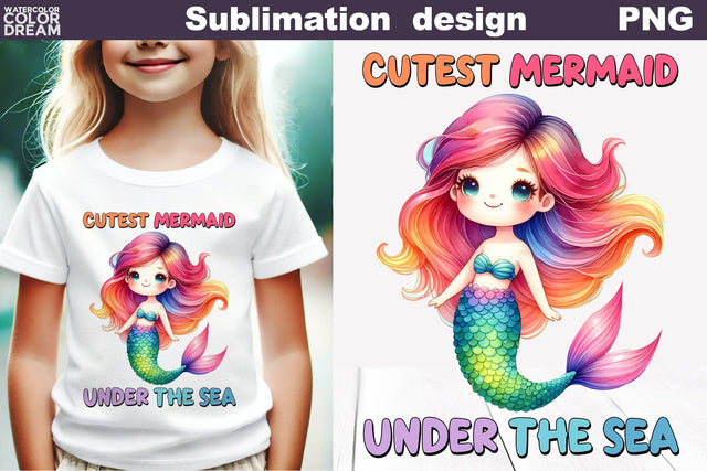 Cute Mermaid Sublimation | Mermaid Quote T Shirt Sublimation WatercolorColorDream 