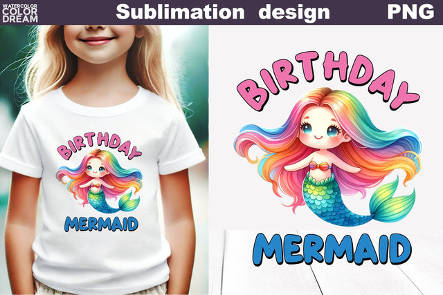 Cute Mermaid Sublimation | Mermaid Quote T Shirt Sublimation WatercolorColorDream 