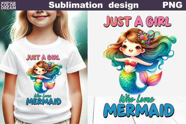 Cute Mermaid Sublimation | Mermaid Quote T Shirt Sublimation WatercolorColorDream 