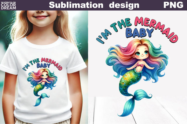 Cute Mermaid Sublimation | Mermaid Quote T Shirt Sublimation WatercolorColorDream 