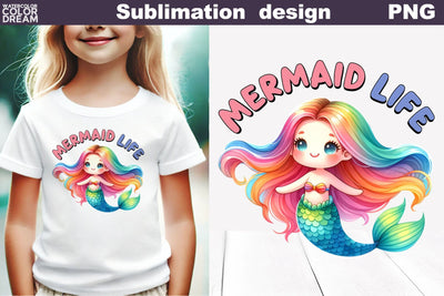 Cute Mermaid Sublimation | Mermaid Quote T Shirt Sublimation WatercolorColorDream 