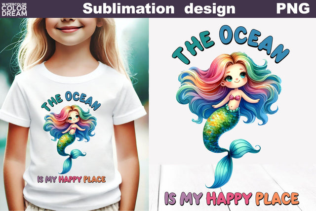 Cute Mermaid Sublimation | Mermaid Quote T Shirt Sublimation WatercolorColorDream 