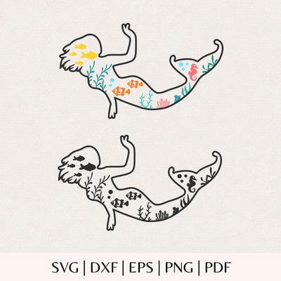 Cute Mermaid SVG for Cricut - Ocean Scene Undersea Landscape Digital Download SVG DreamingSVG 