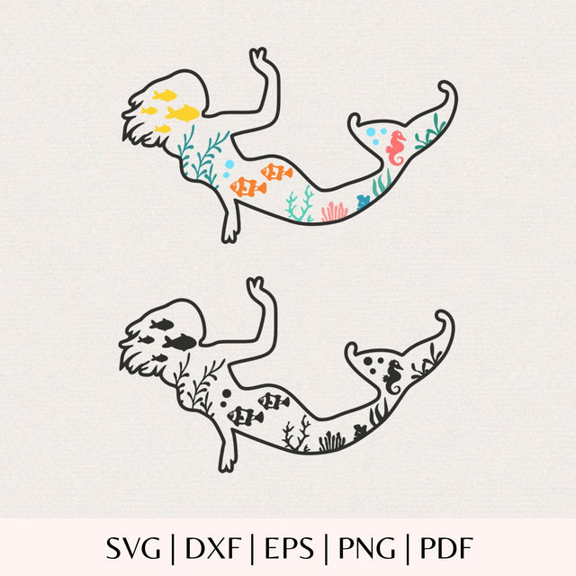 Cute Mermaid SVG for Cricut - Ocean Scene Undersea Landscape Digital Download SVG DreamingSVG 