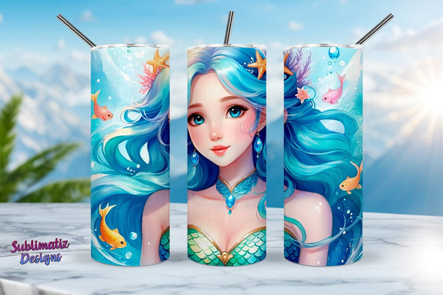 Cute Mermaid Tumbler Wrap 20 oz | 20 oz Skinny Tumbler Wrap Sublimation Design Sublimation Sublimatiz Designs 