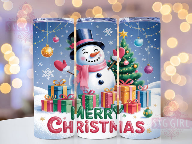 Cute Merry Christmas Snowman Tumbler, Merry Christmas Wrap, 20oz Tumbler Sublimation, Festive Holiday Design, Adorable Winter Sublimation, Cozy Christmas Tumbler, Frosty Seasonal Wrap Sublimation SvggirlplusArt 