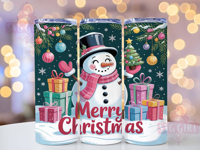 Cute Merry Christmas Snowman Tumbler, Merry Christmas Wrap, 20oz Tumbler Sublimation, Festive Holiday Design, Adorable Winter Sublimation, Cozy Christmas Tumbler, Frosty Seasonal Wrap Sublimation SvggirlplusArt 
