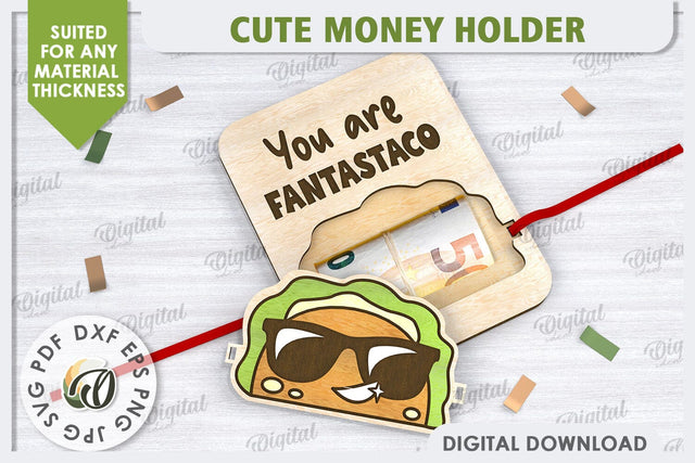 Cute Money Holder Laser Cut Design. Money Gift Holder SVG SVG Evgenyia Guschina 