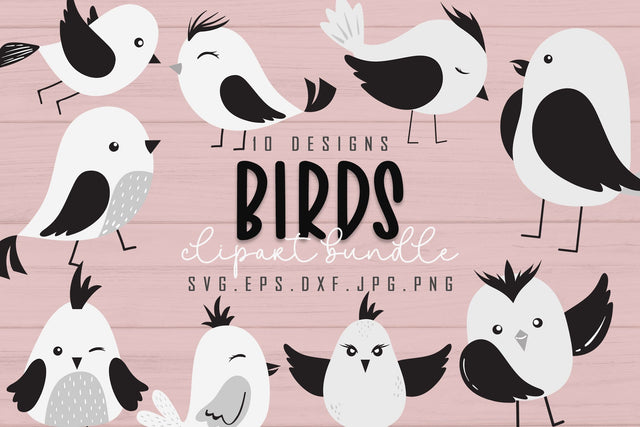 Cute Monochrome Bird Clipart Design SVG dapiyupi store 