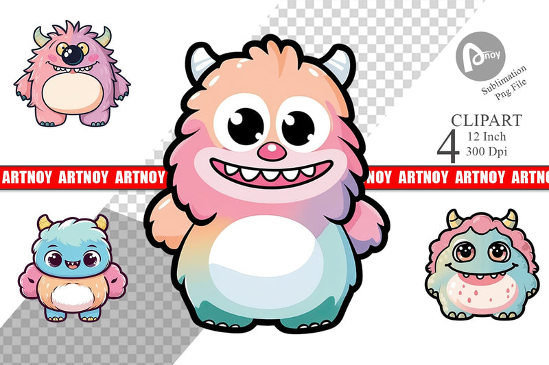 Cute Monster Clipart Sublimation artnoy 