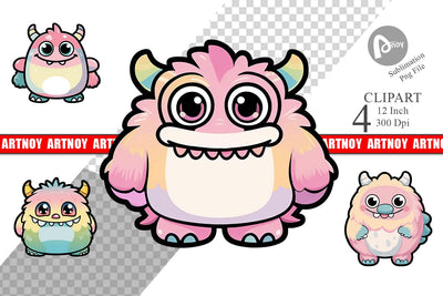 Cute Monster Clipart Sublimation artnoy 