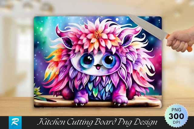 Cute Monster Cutting Board Sublimation Regulrcrative 