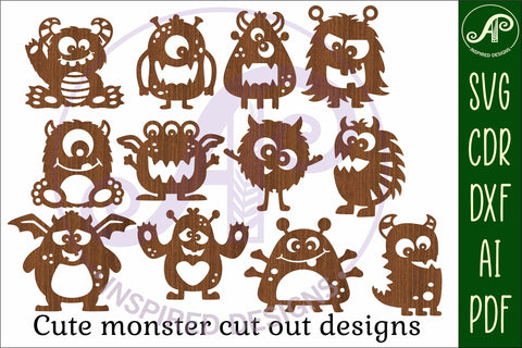 Cute monster Silhouette laser cut shape SVG APInspireddesigns 