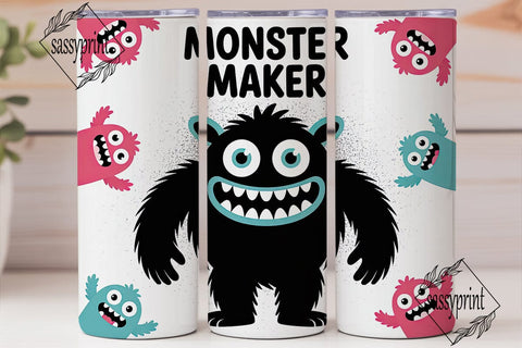 Cute Monster Tumbler Wrap Sublimation sassyprint 