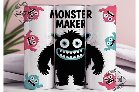 Cute Monster Tumbler Wrap Sublimation sassyprint 
