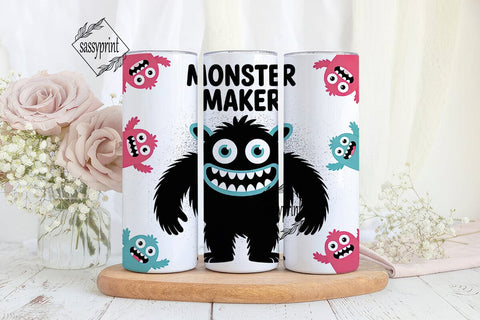 Cute Monster Tumbler Wrap Sublimation sassyprint 
