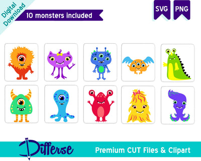 Cute Monsters Bundle SVG | Monsters SVG SVG Differse 