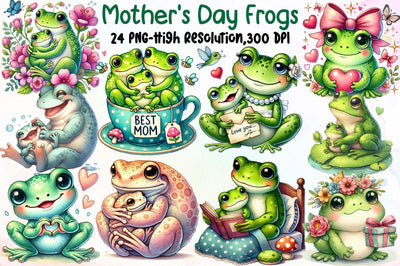 Cute Mother's Day Frogs Clipart Sublimation designartist 
