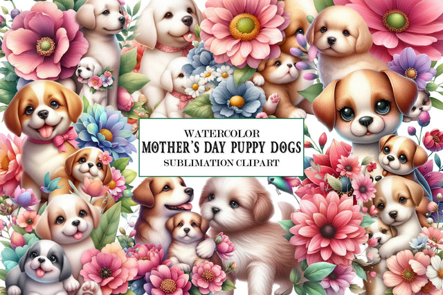Cute Mother's Day Puppy Dogs Clipart Sublimation SVGista 