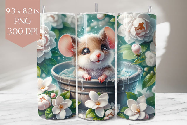 Cute Mouse Bath Tumbler Wrap PNG 20oz Sublimation Sublimation BijouBay 