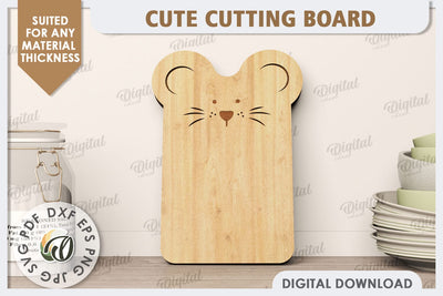 Cute Mouse Cutting Board Laser Cut Design. Serving Board SVG SVG Evgenyia Guschina 