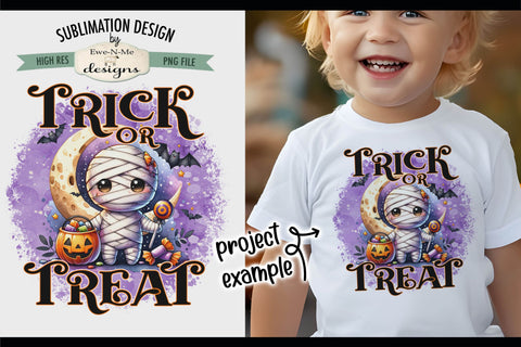 Cute Mummy Halloween Trick or Treat Bag PNG Design Sublimation Ewe-N-Me Designs 