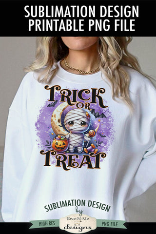 Cute Mummy Halloween Trick or Treat Bag PNG Design Sublimation Ewe-N-Me Designs 