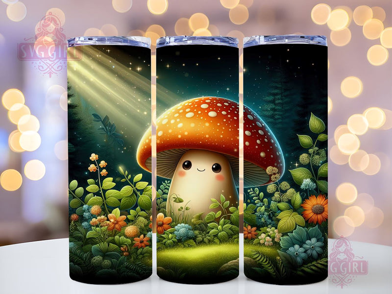 Cute Mushroom 20oz Tumbler Wrap Sublimation Design, Straight Tapered Tumbler Wrap, Mushroom Tumbler Png, Instant Digital Download Sublimation SvggirlplusArt 