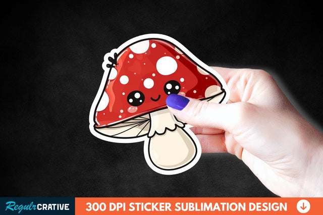 Cute Mushroom Animal Sticker Clipart Sublimation Regulrcrative 
