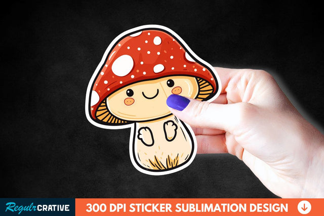 Cute Mushroom Animal Sticker Clipart Sublimation Regulrcrative 