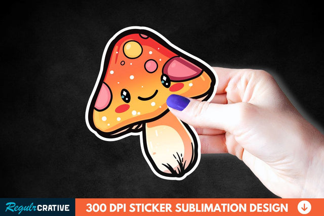 Cute Mushroom Animal Sticker Clipart Sublimation Regulrcrative 