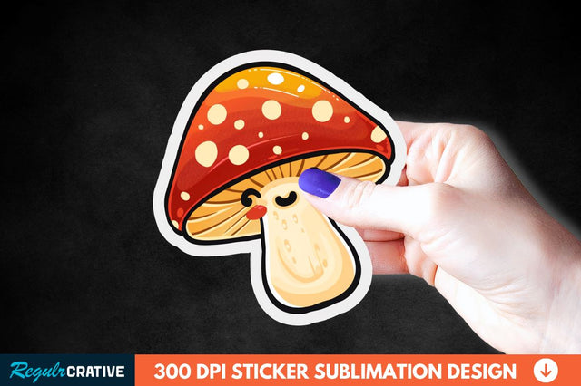 Cute Mushroom Animal Sticker Clipart Sublimation Regulrcrative 