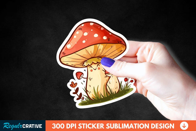 Cute Mushroom Animal Sticker Clipart Sublimation Regulrcrative 