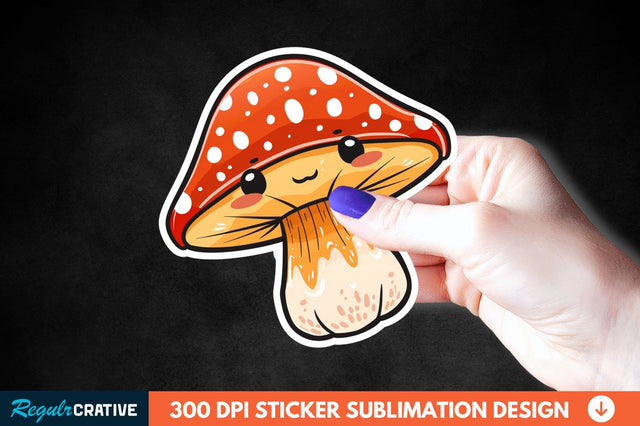 Cute Mushroom Animal Sticker Clipart Sublimation Regulrcrative 