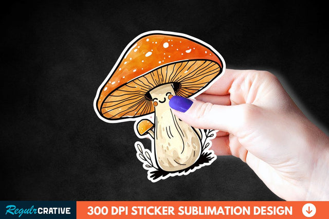 Cute Mushroom Animal Sticker Clipart Sublimation Regulrcrative 