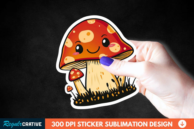 Cute Mushroom Animal Sticker Clipart Sublimation Regulrcrative 