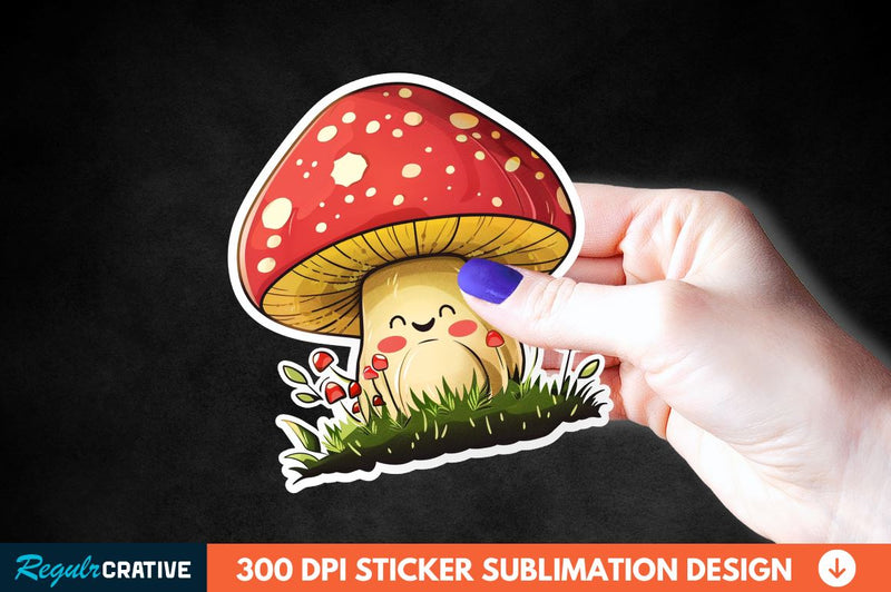 Cute Mushroom Animal Sticker Clipart Sublimation Regulrcrative 