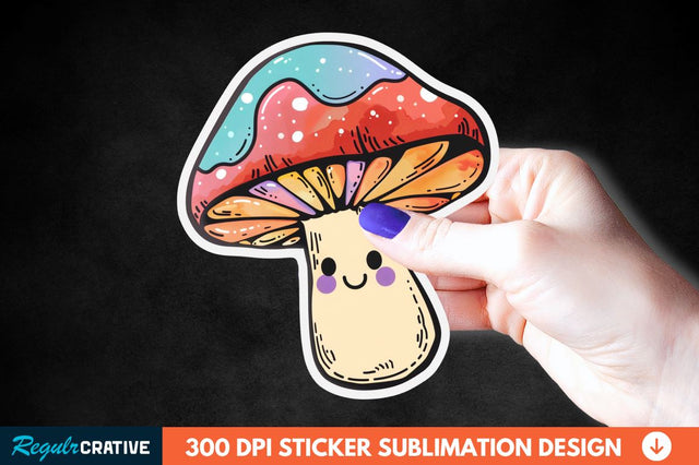 Cute Mushroom Animal Sticker Clipart Sublimation Regulrcrative 