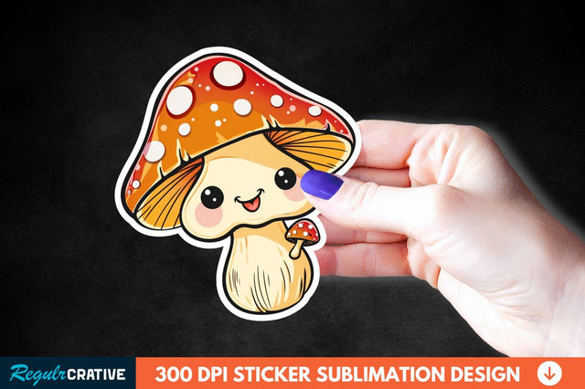 Cute Mushroom Animal Sticker Clipart Sublimation Regulrcrative 