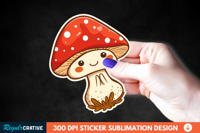 Cute Mushroom Animal Sticker Clipart Sublimation Regulrcrative 