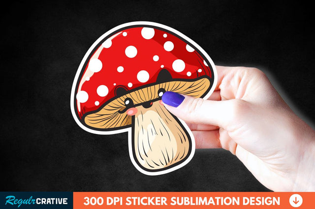 Cute Mushroom Animal Sticker Clipart Sublimation Regulrcrative 