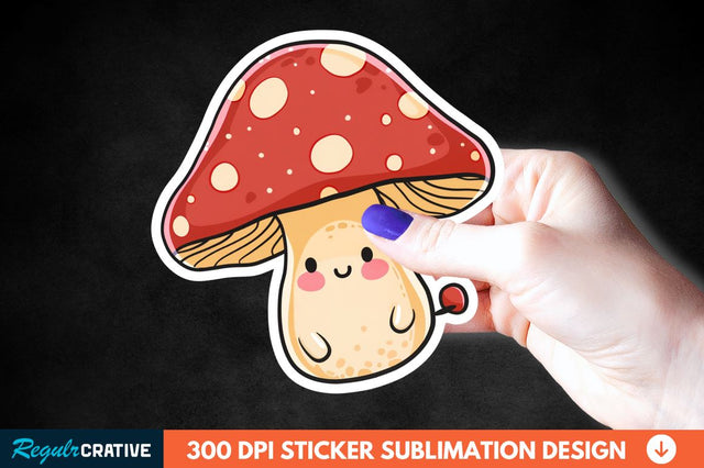 Cute Mushroom Animal Sticker Clipart Sublimation Regulrcrative 