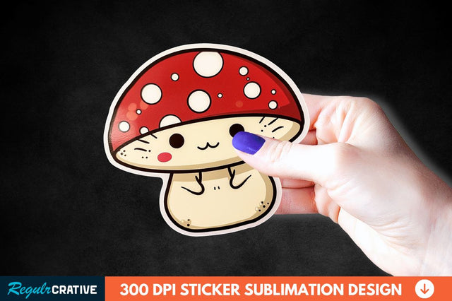 Cute Mushroom Animal Sticker Clipart Sublimation Regulrcrative 