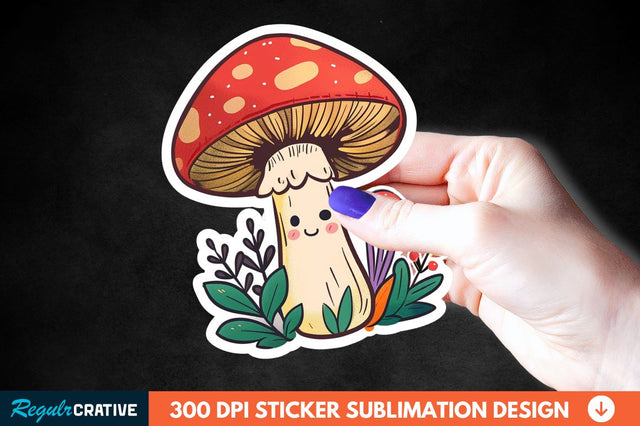 Cute Mushroom Animal Sticker Clipart Sublimation Regulrcrative 