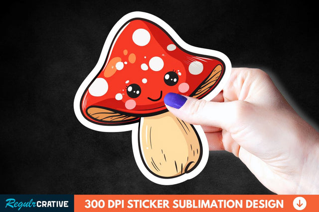 Cute Mushroom Animal Sticker Clipart Sublimation Regulrcrative 