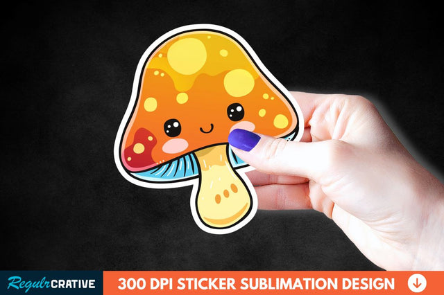 Cute Mushroom Animal Sticker Clipart Sublimation Regulrcrative 