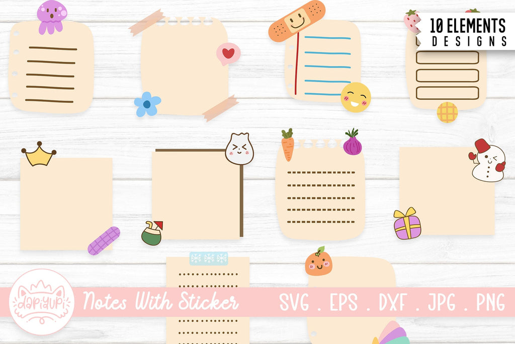Cute Notes Sign Cute Notes With Sticker Clipart Bundle - So Fontsy